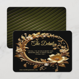 Tarjeta De Recepción Detalle de Marco Ornado Floral Dorado