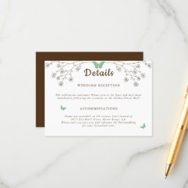 Tarjeta De Recepción Detalle de mariposa de oro oscuro elegante