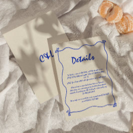 Tarjeta De Recepción Detalle del Boda azul caprichoso retro manuscrito