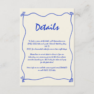 Tarjeta De Recepción Detalle del Boda azul caprichoso retro manuscrito