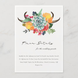 TARJETA DE RECEPCIÓN DETALLE DEL BODA BOHEMIANO FLORENTE Y SUCULENTE