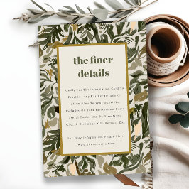 Tarjeta De Recepción Detalle del Boda botánico ruso retro verde