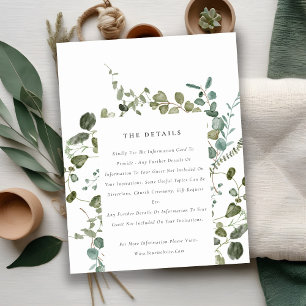 Tarjeta De Recepción Detalle del Boda de acuarela de eucalipto botánico