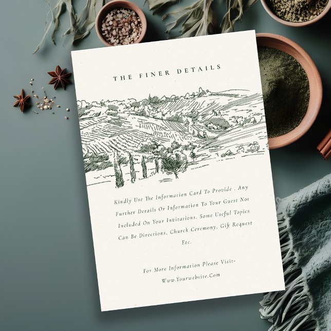 Tarjeta De Recepción Detalle del Boda de boceto de invierno verde rústi (Subido por el creador)