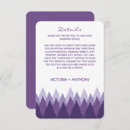 Tarjeta De Recepción Detalle del Boda de bosque de gama de bosques púrp