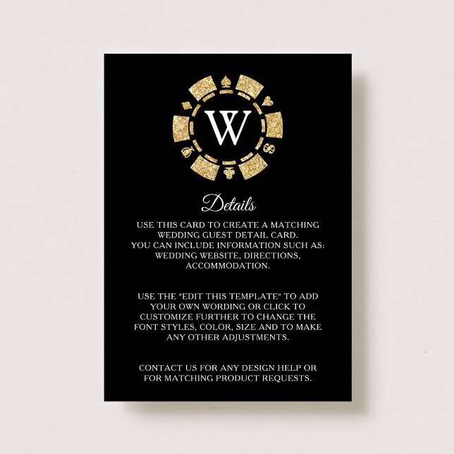 Tarjeta De Recepción Detalle del Boda de Casino de Chip de Purpurina de (Subido por el creador)