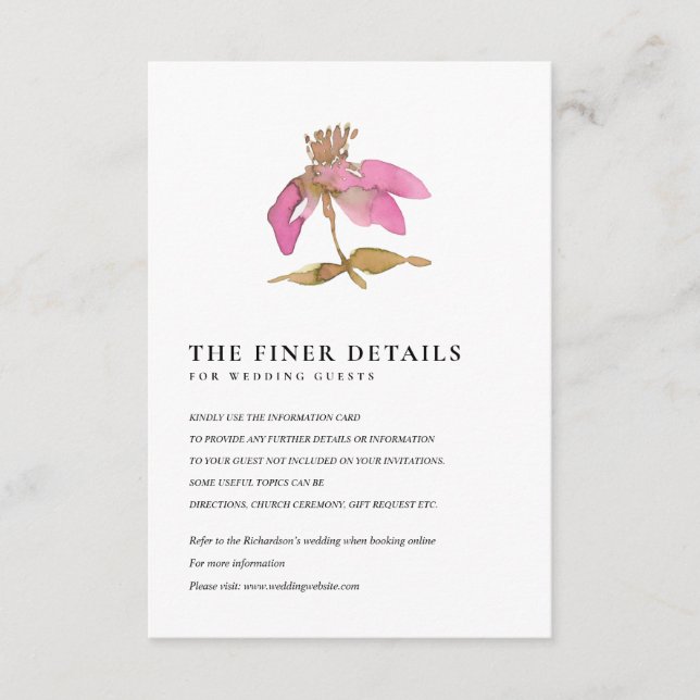 Tarjeta De Recepción DETALLE DEL BODA DE FLORES Rubor PINK CHERRY BLOSS (Anverso)