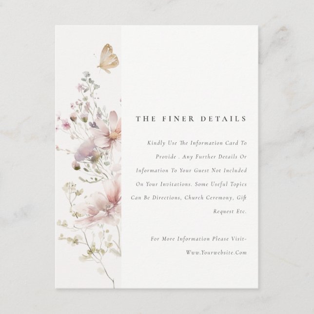 Tarjeta De Recepción Detalle del Boda de Foliage de Lilac Boho Wildflow (Anverso)