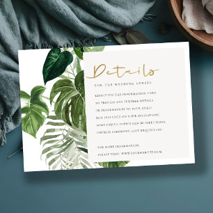 Tarjeta De Recepción Detalle del Boda de follaje tropical de palma verd