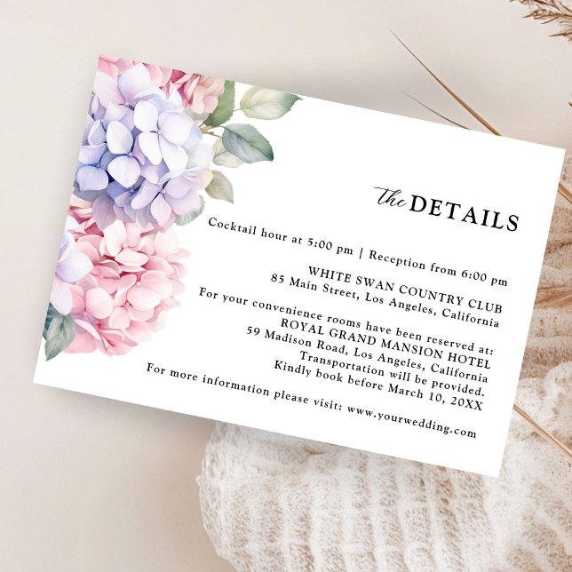 Tarjeta De Recepción Detalle del Boda de hidrangea rosada Dusty Purple  (Subido por el creador)