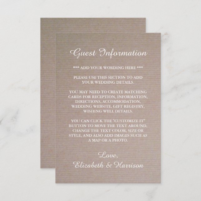 Tarjeta De Recepción Detalle del Boda de Kraft en el país ruso (Anverso / Reverso)