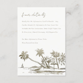 Tarjeta De Recepción Detalle del Boda de oro de Palm Beach Palm Sketch