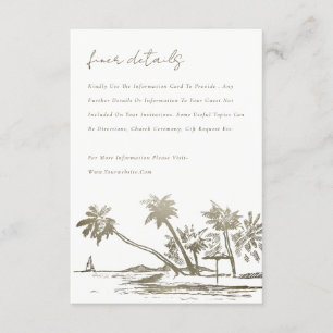Tarjeta De Recepción Detalle del Boda de oro de Palm Beach Palm Sketch 