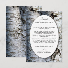 Tarjeta De Recepción Detalle del Boda del árbol de birch rústico del pa