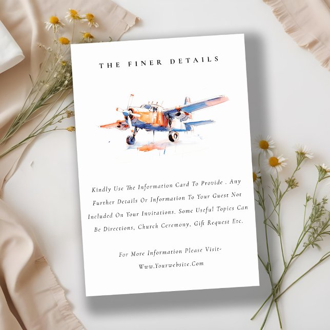 Tarjeta De Recepción Detalle del Boda del avión Rubor Naranja azul moda (Subido por el creador)