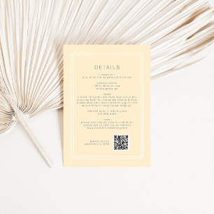 Tarjeta De Recepción Detalle del Boda del código QR amarillo neutro de 