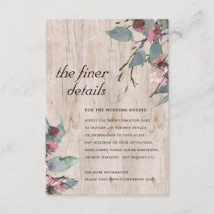 Tarjeta De Recepción Detalle del Boda floral de eucalipto rosado de mad