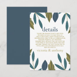 Tarjeta De Recepción Detalle del Boda floral de hojas rusas