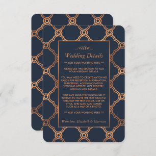 Tarjeta De Recepción Detalle del Boda Gatsby de Art Deco Geométrico Vin