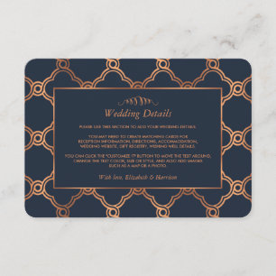 Tarjeta De Recepción Detalle del Boda Gatsby de Art Deco Geométrico Vin