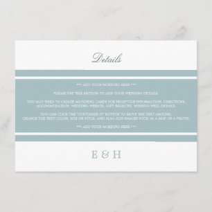 Tarjeta De Recepción Detalle del Boda moderno de pack Egg Blue