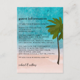 Tarjeta De Recepción Detalle del Boda Ocean Beach Palm Tree