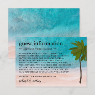 Tarjeta De Recepción Detalle del Boda Ocean Beach Palm Tree