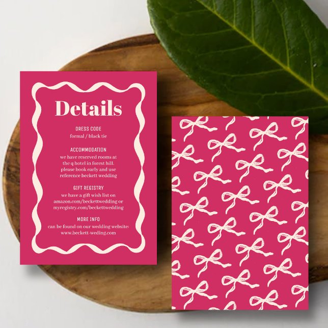 Tarjeta De Recepción Detalle del Boda Retro de Coquette Bow (Subido por el creador)