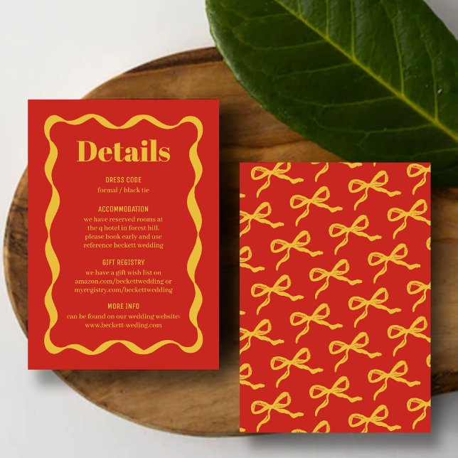 Tarjeta De Recepción Detalle del Boda Retro de Coquette Bow (Subido por el creador)