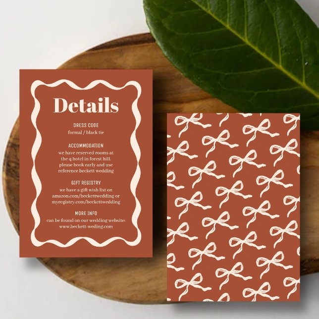 Tarjeta De Recepción Detalle del Boda Retro de Coquette Bow (Subido por el creador)