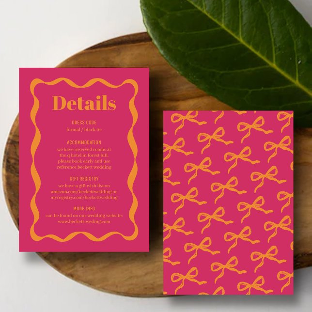 Tarjeta De Recepción Detalle del Boda Retro de Coquette Bow (Subido por el creador)