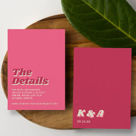 Tarjeta De Recepción Detalle del Boda Retro Groovy Viva Magenta de los 