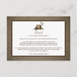 Tarjeta De Recepción Detalle del Boda Rústico Monograma y Burlap