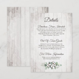 Tarjeta De Recepción Detalle/Direcciones de Bodas Rústicos del Algodón 