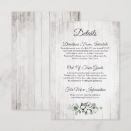 Tarjeta De Recepción Detalle/Direcciones de Bodas Rústicos del Algodón