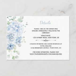 Tarjeta De Recepción Detalle floral azul polvoriento |