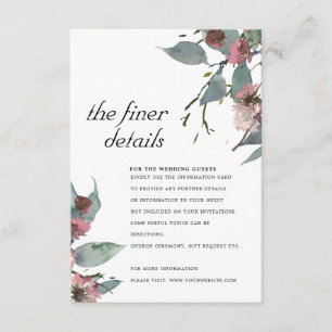 TARJETA DE RECEPCIÓN DETALLE FLORAL DE BODAS DE EUCALIPTO ROSA SILVESTR
