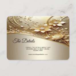 Tarjeta De Recepción Detalle Floral de Oro Moderno Ornamentado con Perl