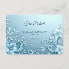 Tarjeta De Recepción Detalle floral decorativo azul