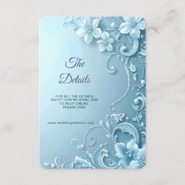 Tarjeta De Recepción Detalle floral decorativo azul cerrado