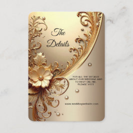 Tarjeta De Recepción Detalle Floral Dorado Ornamentado Envolvente