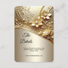 Tarjeta De Recepción Detalle floral dorado ornamental moderno con perla