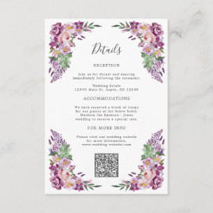 Tarjeta De Recepción Detalle Floral Morado