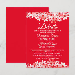 Tarjeta De Recepción Detalle floral rojo y blanco para boda con sobre