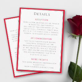 Tarjeta De Recepción Detalle minimalista de Boda rojo cereza elegante y