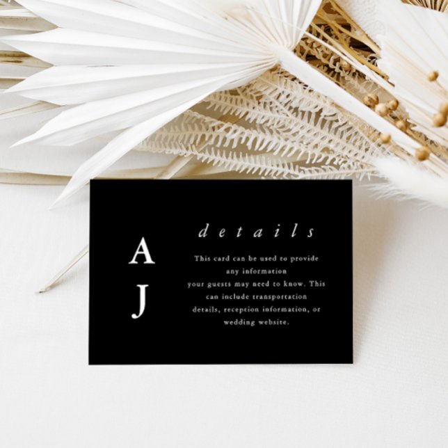 Tarjeta De Recepción Detalle mínimo de monograma Boda blanco y negro (Subido por el creador)