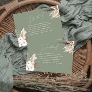 Tarjeta De Recepción Detalle moderno del Boda verde de arcilla floral b