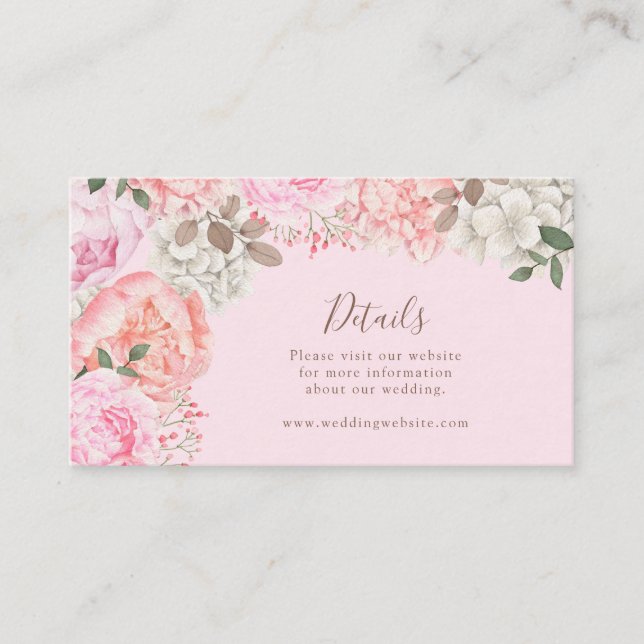 Tarjeta De Recepción Detalle rosado de Peony (Anverso)