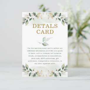 Tarjeta De Recepción Detalles adicionales de hojas doradas de vegetació