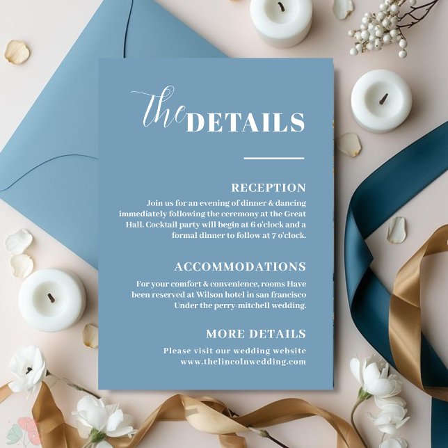 Tarjeta De Recepción Detalles azules minimalistas modernos (Subido por el creador)